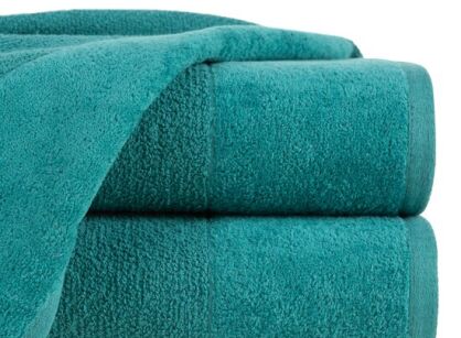 Ręcznik bawełniany 70x140 LUCY ciemny niebieski gładki z welurową szeroką bordiurą