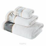 Ręcznik 30x50 EVA 17 Eva Minge biały zdobiony bordiurą z botanicznym wzorem w liście z kolekcji Premium 500 g/m2 - 4