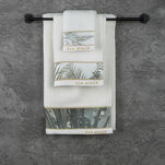 Ręcznik 30x50 EVA 17 Eva Minge biały zdobiony bordiurą z botanicznym wzorem w liście z kolekcji Premium 500 g/m2 - 7