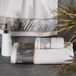 Ręcznik 30x50 EVA 17 Eva Minge biały zdobiony bordiurą z botanicznym wzorem w liście z kolekcji Premium 500 g/m2 - 6