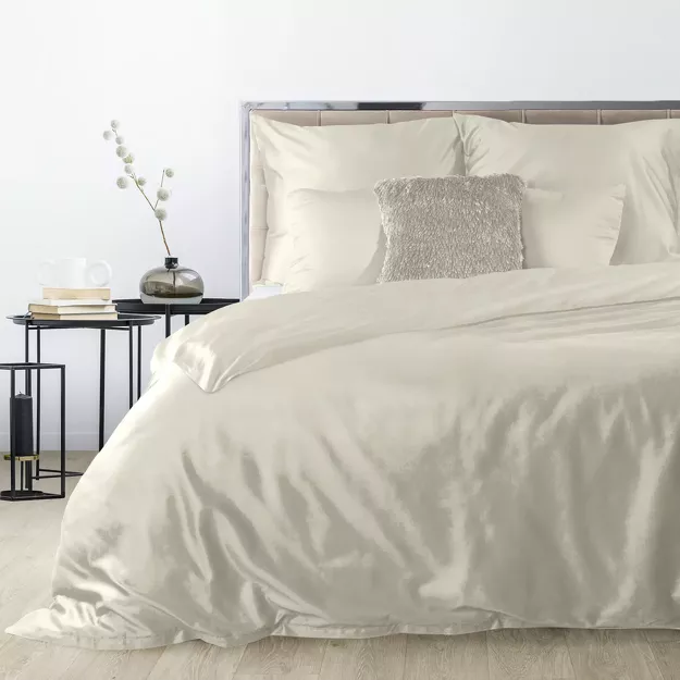 Pościel satynowa 160x200 DINA jednokolorowa gładka beżowa z kolekcji Diva Line