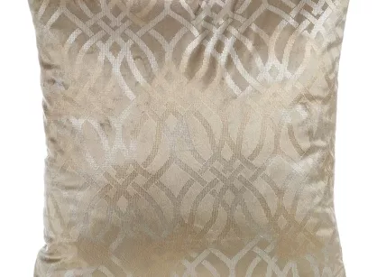 Poszewka welwetowa 40x40 ARETA beżowa ze srebrno złotym nadrukiem w stylu boho