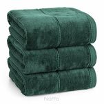 Ręcznik 70x140 MARI ciemna zieleń z welurową bordiurą w pasy 500 g/m2 - 4