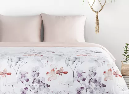 Pościel z mikrowłókna 140x200 VERANO 8 biała pudrowy róż wzór kwiatowy Design 91