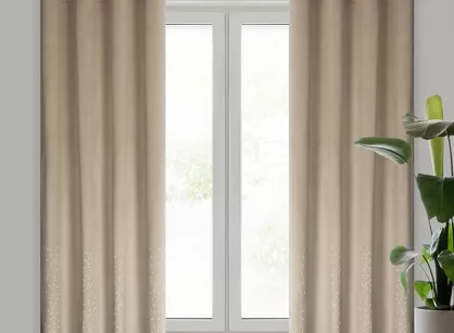 Zasłona na przelotkach 140x250 ARIADNA welwetowa beżowa zdobiona diamencikami