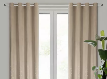 Zasłona na przelotkach 140x250 ARIADNA welwetowa beżowa zdobiona diamencikami