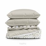 Pościel z mikrowłókna 220x200 VERANO 4 biała jasny brąz wzór geometryczny Design 91 - 8