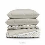 Pościel z mikrowłókna 220x200 VERANO 4 biała jasny brąz wzór geometryczny Design 91 - 8