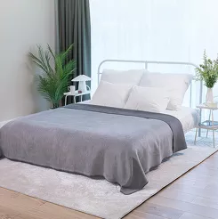 Koc bawełniany 180x220 0294-81 asche ciemny szary windglocken szary dwustronny wykończony szydełkiem