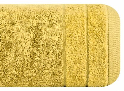Ręcznik bawełniany 70x140 DAMLA musztardowy gładki z subtelną bordiurą