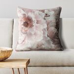 Poszewka welwetowa 45x45 FLORINA pudrowy róż nadruk kwiatowy obszyta lamówką - 3