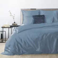 Pościel satynowa 220x200 DINA jednokolorowa gładka niebieska z kolekcji Diva Line