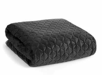 Narzuta welwetowa 200x220 DIMON czarna pikowana w geometryczny wzór