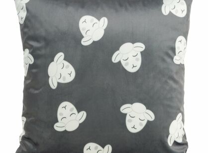Poszewka welwetowa 45x45 KIDS 1C dziecięca stalowa z wzorem baranków Design 91