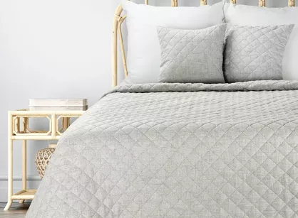 Narzuta jednokolorowa 220x240 LEN 1 beżowa pikowana imitująca len