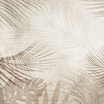 Pościel z makosatyny 220x200 SALMA popielata beżowa wzór liści palmy dwustronna Premium - 5