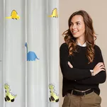 Firana na przelotkach 140x250 DINO biała z haftem dziecięcym w dinozaury - 13