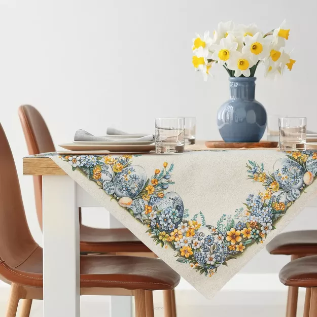 Nakładka wielkanocna 100x100 67 gobelinowa naturalna żółta pisanki