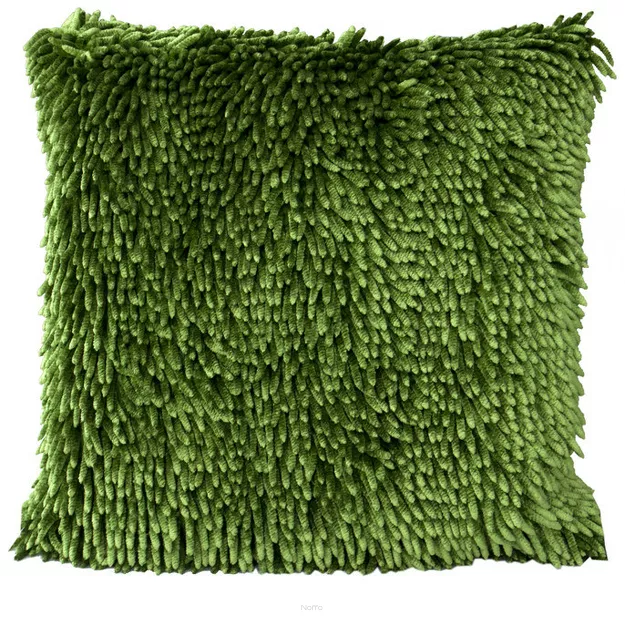 Poszewka dekoracyjna 40x40 SHAGGY 1 oliwkowa z miękkimi frędzelkami