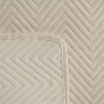 Narzuta jednokolorowa 220x240 LEN 3 kremowa pikowana w gęstą jodełkę imitująca len - 5