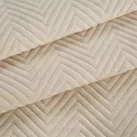 Narzuta jednokolorowa 220x240 LEN 3 kremowa pikowana w gęstą jodełkę imitująca len - 6