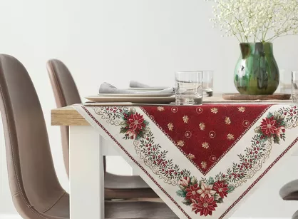 Nakładka świąteczna 100x100 481 czerwona z motywem gwiazdy betlejemskiej