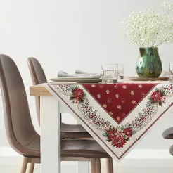 Nakładka świąteczna 100x100 481 czerwona z motywem gwiazdy betlejemskiej