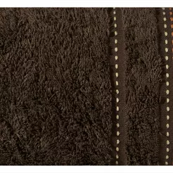 Ręcznik bawełniany 50x90 POLA brązowy z kolorową bordiurą zakończoną stebnowaniem