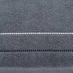 Ręcznik 50x90 SUZI popielaty z kontrastującą stebnowaną bordiurą w delikatne paseczki 500 g/m2 - 2