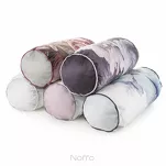 Poszewka welwetowa z wypełnieniem wałek 20x48 VELVET 144 kremowa z designerskim beżowym wzorem kwiatów obszyta lamówką - 3