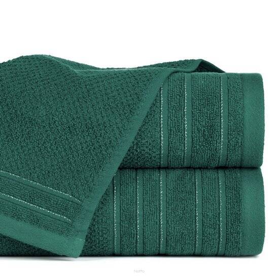 Ręcznik bawełniany 50x90 GLORY 3 ciemna zieleń w delikatne paski przeszywane srebrną nicią