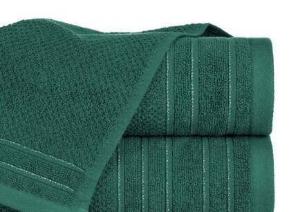 Ręcznik bawełniany 50x90 GLORY 3 ciemna zieleń w delikatne paski przeszywane srebrną nicią