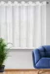 Firana gotowa na przelotkach 300x150 CASSIE biała z matowej siateczki z ozdobną złotą koronką - 2