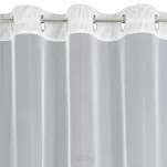 Firana gotowa na przelotkach 300x150 CASSIE biała z matowej siateczki z ozdobną złotą koronką - 4