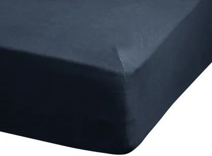 Prześcieradło z bawełny jersey z gumką ADELA ciemny granat 180x200 z kolekcji Ella Line