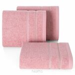 Ręcznik 30x50 SUZI pudrowy z kontrastującą stebnowaną bordiurą w delikatne paseczki 500 g/m2 - 4