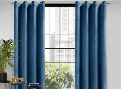 Zasłona  na przelotkach 140x250 ROSA welwetowa granatowa Design 91