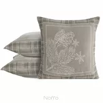 Poszewka świąteczna 45x45 HOLLY ciemny beż z kratką z nadrukiem gałązek z gobeliny - 2