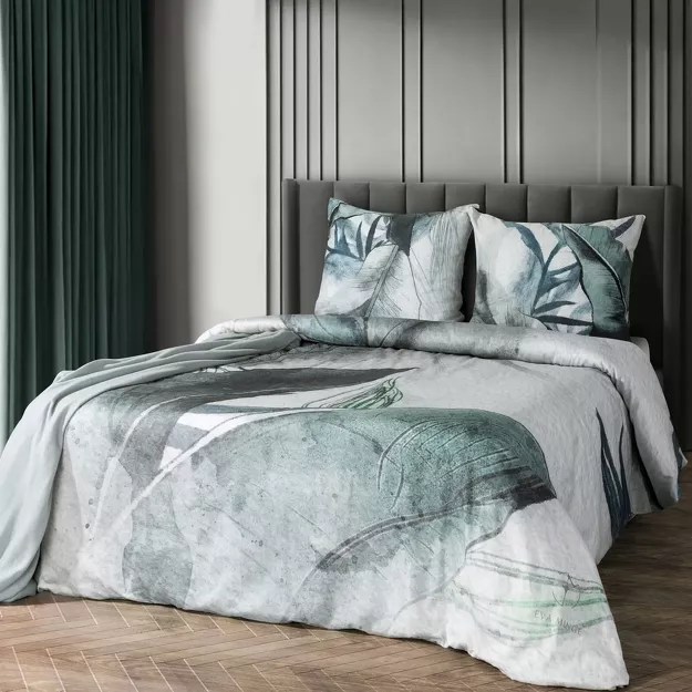 Pościel z makosatyny 220x200 ARTIST Eva Minge ciemna mięta designerski wzór Premium