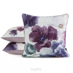 Poszewka welwetowa 45x45 VELVET 124 fioletowa z designerskim wzorem kwiatów obszyta lamówką - 2