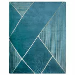 Koc 150x200 GINKO 3 turkusowy z wyrazistym srebrnym geometrycznym nadrukiem - 4