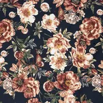 Pościel satynowa 220x200 SPRING 79 czarna ceglana nadruk kwiatów - 4