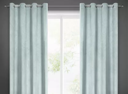 Zasłona na przelotkach 140x250 LILI welwetowa niebieska z wytłaczanym falującym wzorem