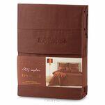 Pościel z makosatyny 220x200 ELEGANT 1I Eva Minge marsala z ozdobną kantą i haftem - 2