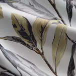 Zasłona na przelotkach140x250 LAVIN biała z musztardowym stalowym wzorem listków - 3