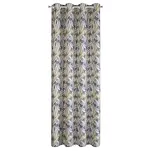 Zasłona na przelotkach140x250 LAVIN biała z musztardowym stalowym wzorem listków - 10