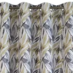 Zasłona na przelotkach140x250 LAVIN biała z musztardowym stalowym wzorem listków - 4