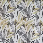 Zasłona na przelotkach140x250 LAVIN biała z musztardowym stalowym wzorem listków - 2