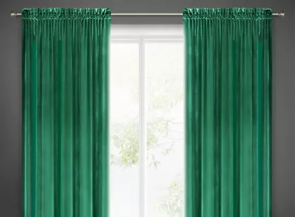 Zasłona na taśmie 140x300 SAMANTA welwetowa ciemna zieleń o subtelnym połysku