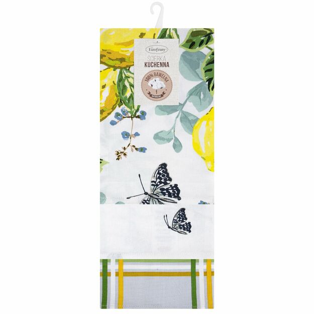 Komplet ścierek kuchennych 3x50x75 LEMON żółte w różne wzory z bawełny